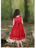 Beaded Red Satin Glitter Tulle 3D Flowers Sparkly Flower Girl Dress Beaded Red Satin Glitter Tulle 3D Flowers Sparkly Flower Girl Dress